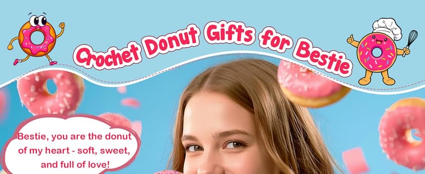 Bestie Gifts for Women Friend - Funny Cute Cool Handmade Knitted Donut for Female Woman Besties Best Friends BFF Soul Sister Coworker Friendship Birthday