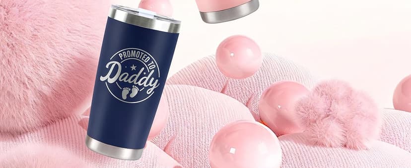Pregnancy Gifts for New Parents, Mommy and Daddy 20Oz Tumbler Set, Cool Gifts Set Ideas for Couples,First Time Moms Dad to Be, New Parents on Mother's Day Father's Day Christmas Gift(Pink & Navy Blue)