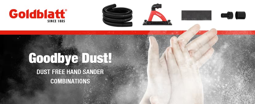Goldblatt Dust Free Hand Sander, Dustless Drywall Vacuum Sander, with 6.5 ft Hose, Sanding Pad, Adapter