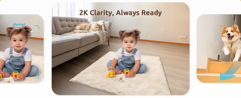 blurams 5G Cameras for Home Security, 2K Pet Camera with Phone App, 360° PTZ Indoor Camera w/Dual-Band WiFi6, Free Human/Motion/Sound Detection, 2-Way Talk, Night Vision, Compatible with Alexa, 2Pack