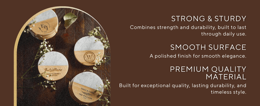 Personalized Coasters, Wedding Gift for Couple, Custom, Premium Craftsmanship Durability Tested, Custom Bar Coasters for Drinks with Monogram Engraved, Great Newlywed