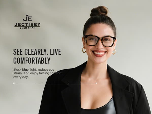 Jectieey Blue Light Blocking Glasses for Women Men,Oversize Fashion Squre Anti Eyestrain Glasses for Gaming/Reading/TV