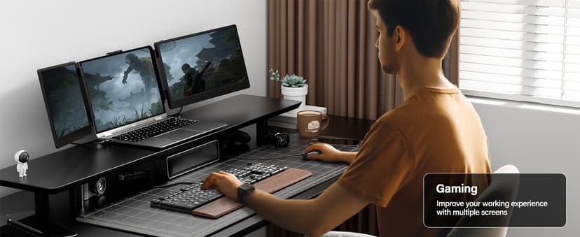 CIDETTY Laptop Screen Extender, 14'' FHD 1080P IPS Ultra-Thin Dual/Triple Monitor Display, HDMI/USB-C Plug-Play Portable Monitor for Laptop, Built-in Speakers(Mac, Win, Android)