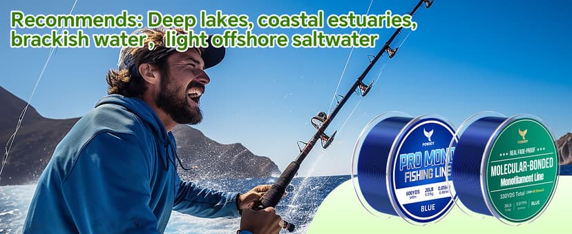 Pro Monofilament Fishing Line with Knot Instruction Cards for Multi Purpose Cost Effective, Strong Yet Thin Nylon String for Big Fishes, Tangle-Free & UV Resistant, 15/20/30/50/80LB