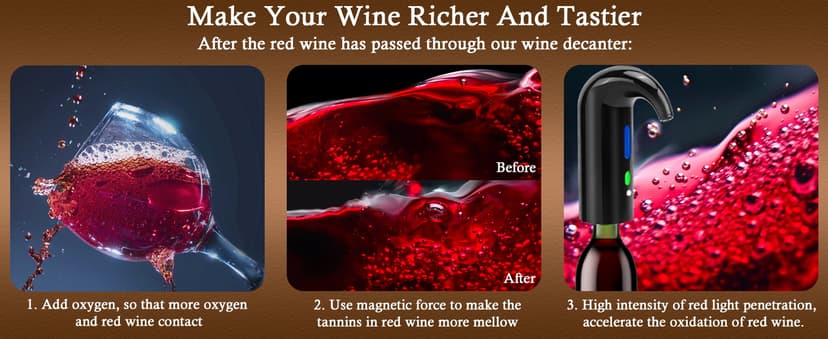 Electric Wine Aerator,Wine dispenser,Aeration and Decanter Wine Pourer,Red White Wine Accessories,Wine Gifts -Black