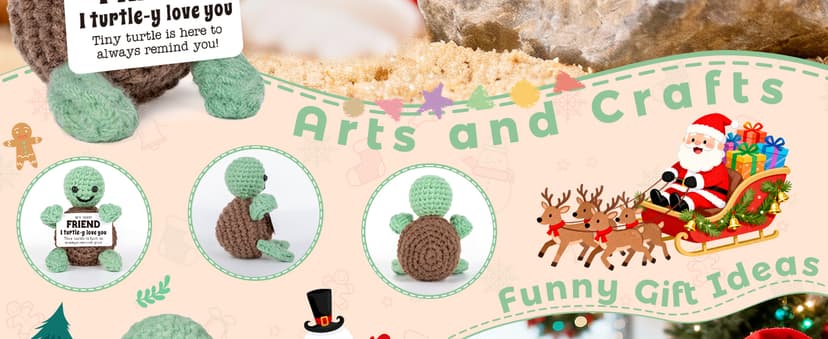 Mini Funny Turtle Best Friend Friendship Gifts for Women Men, Birthday Gifts for Friends Female Male Girls, I Love You Small Cute Stuff Things, Handmade Emotional Positive Crochet Turtle