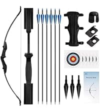 51" Recurve Bow and Arrow Adult Set, 40lb Takedown Archery Adult Bow Suitable for Outdoor Practice (Black)