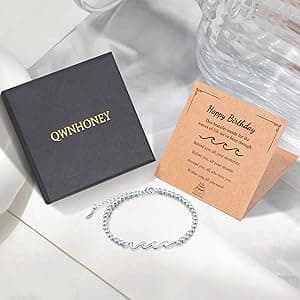 QWNHONEY Waves of Life Bracelet Inspirational Birthday Gifts for Bestie Sister 16th 18th 21st 30th 40th 50th 60th Birthday Gifts for Women