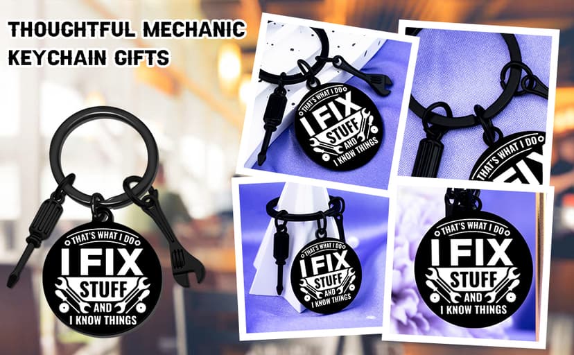 Cool Mechanic Gifts for Men Unique Maintenance Man Gifts for Him Handyman Construction Worker Carpenter Machinist Dad Keychain Thoughtful Christmas Birthday Fathers Day Presents