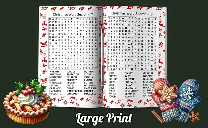 Christmas Word Search Puzzles For Adults Large Print: 2400+ Winter Holiday Themed Words To Find, Fun White Elephant Gifts And Stocking Stuffers For Seniors, Men & Women B0FP9G9NY6