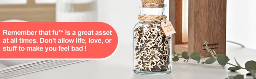 Birthday Gag Gifts for Women Men Adults Her Him, Jar of Wooden Cutout Letter Piece (5oz) - White Elephant Gifts for Friend Coworker Funny Presents Ideas for Christmas Valentines Anniversary Retirement