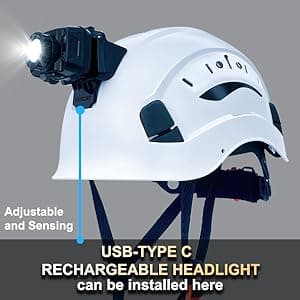 ANSI-Certified Industrial Safety Helmet RGS-6C with Adjustable Vents, 6-Point Suspension Hard Hats for Construction, Rescue, Outdoor Work