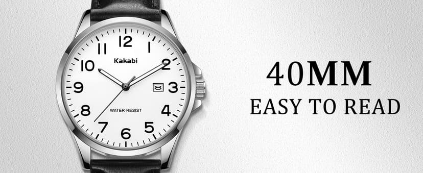 Kakabi Watch for Men, Fashion Minimalist Wrist Watch Waterproof Quartz Analog Date with Leather Strap