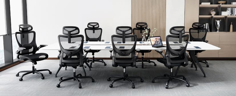 Marsail Ergonomic Mesh Office Chair High Back Home Office Desk Chair with Adaptive Lumbar Support, 2D Headrest, 3D Flip-Up Armrests, Height Adjustable and Rocking Tilt for Home Office and Gaming