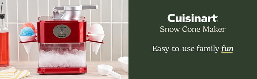 Cuisinart Snow Cone Machine, Home Shaved Ice Maker for Snow Cones, Snow Cone Maker with Reuseable Paper Cups, Makes 5 Icy Cones for Slushies, Frozen Drinks , Red, SCM-10P1