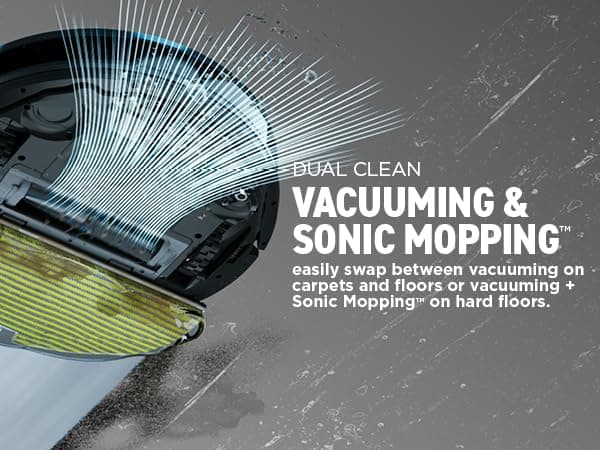 Shark Matrix Plus 2in1 Robot Vacuum & Mop with Sonic Mopping, Matrix Clean, Home Mapping, HEPA Bagless Self Empty Base, CleanEdge, for Pet Hair, Wifi, Black/Silver (RV2610WA)