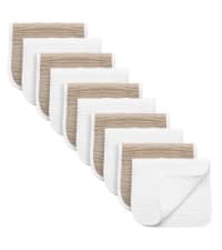 Synrroe Burp Cloths Large, Muslin Burp Cloths for Baby, Extra Absorbent and Soft, 6 Layers 20 by 10 Inches 100% Cotton (White Large 4 Pack)