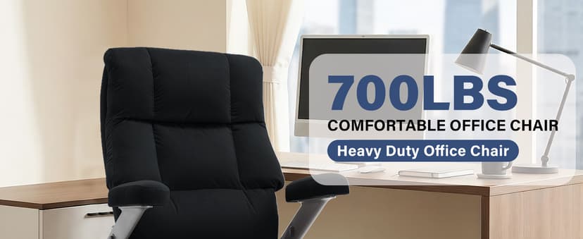 Big and Tall Office Chair 700lbs- Executive Desk Chair with Adjustable Lumbar Support 3D Flip UP Arms- Heavy Duty Quiet Wheels Metal Base Ergonomic Computer Chairs, Black