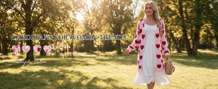 Soft Knit Long Sleeve Cardigans, Winter Fall Clothes, Dressy Casual Office Work Teacher Outfits Oversized Long Cardigan Sweaters for Women Cute Heart Fall Coats Outfits B0G574VFVG