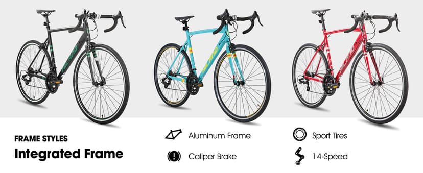 HILAND 700c Road Bike 14 Speed, Aluminum Frame Racing Bike, City Commuter Bicycle for Men Women
