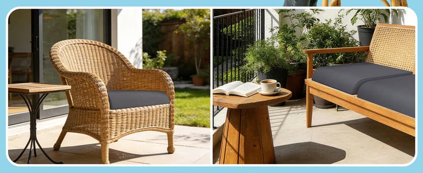 TasticTotes 19 x 19 x 3 Inch Patio Chair Cushions - Set of 2, Waterproof Outdoor Seat Cushions with Adjustable Straps and Handles, Fade-Resistant Chair Pads for Outdoor Furniture, Garden, Beach, Grey