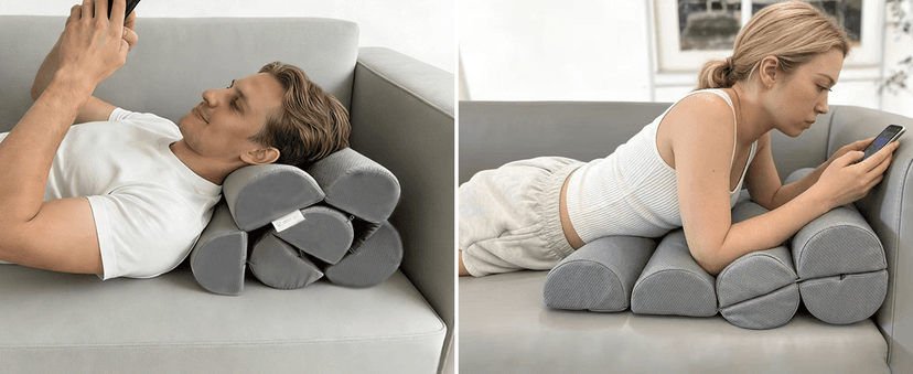 Ergonomic Lumbar Support Pillow for High Back Office Chair - Adjustable 6 Semicircular Back Cushion with Breathable Mesh Cover,Spine Support for Desk/Gaming Chairs, Neck/Upper/Lower Back Pain Relief
