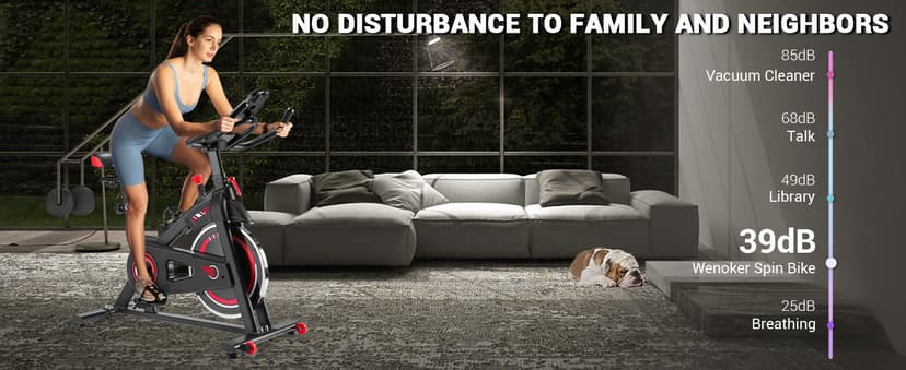 Exercise Bike, WENOKER Stationary Bike for Home, Indoor Bike with Silent Belt Drive, Heavy Flywheel, Comfortable Seat Cushion and Upgraded Digital Display