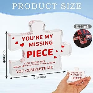 Gifts for Her Him - Wedding Gifts for Couples, Gifts for Wife Husband, I Love You Gifts for Women Men, Romantic Valentine's Day Gifts, You are My Missing Piece Acrylic Puzzle Plaque