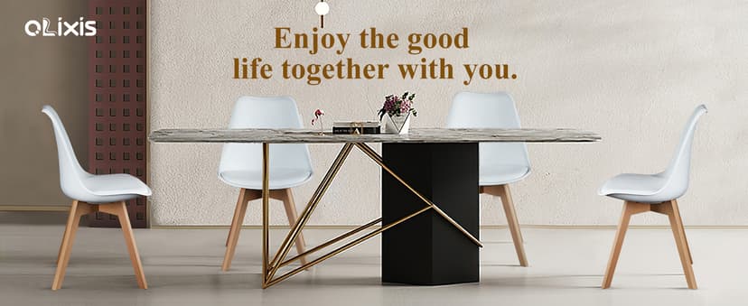 OLIXIS Dining Chairs Set of 4, PU Leather Upholstered Kitchen Chairs with Solid Wood Legs, Mid Century Modern Accent Chairs for Living Room, Bedroom, Patio, White
