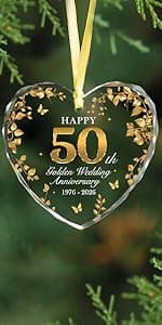 50th Wedding Anniversary Ornament 1976-2026, 50th Anniversary Marriage Gifts for Parents, 50 Year Anniversary Marriage Gifts for Couple, Golden Wedding Decorations, Golden Wedding Gift B0G8JPJD6V