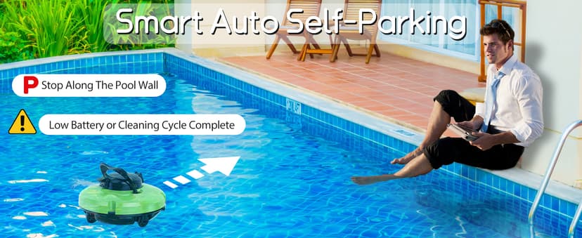 2026 Cordless Robotic Pool Cleaner - 120 Mins Automatic Pool Vacuum for Above Ground Pool & In - Ground Flat Pools up to 1000 Sq.Ft, Robot Pool Cleaner with Self - Parking Tech