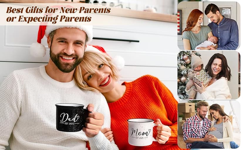 Maustic Mom and Dad Mugs, New Parents Gifts for Couples, New Mom and Dad Gifts for Expecting First Time Parents, 15 Oz