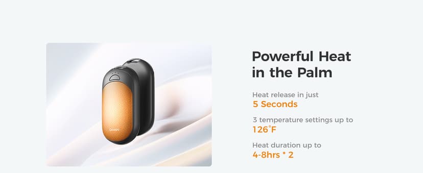 OCOOPA Magnetic Hand Warmers Rechargeable 2 Pack, Electric Handwarmers, Smart Heating UL Certified, 3-Settings,Portable Heater, Ultra Slim Pocket, Hunting Essentials, Gifts for Christmas Men, UT3 Lite