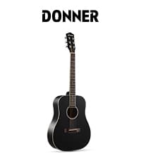 Donner Acoustic Guitar Kits for Beginners & Intermediate Learners - 38" Travel Guitar with Carbon Fiber Top, Wooden Back & Sides, Case, Strap, Steel-Strings, RISING-G1 (Gloss, Brown)