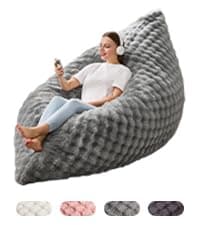 Hobestluk 3 in 1 Bean Bag Chair Giant Bean Bag Chairs for Adults with Bubble Cover Convertible Bean Bag Floor Cushion with Machine Washable Cover for Living Room (Bubble Grey)