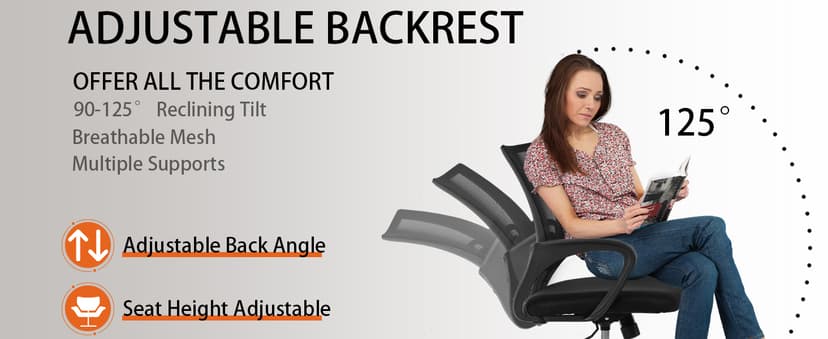 Office Chair, Desk Chair with Lumbar Support Arms, Adjustable Computer Chair with Breathable Mesh Backrest, Home Office Desk Chairs for Student, Adults, Study, Dorm, Comfortable Office Chair(Red)