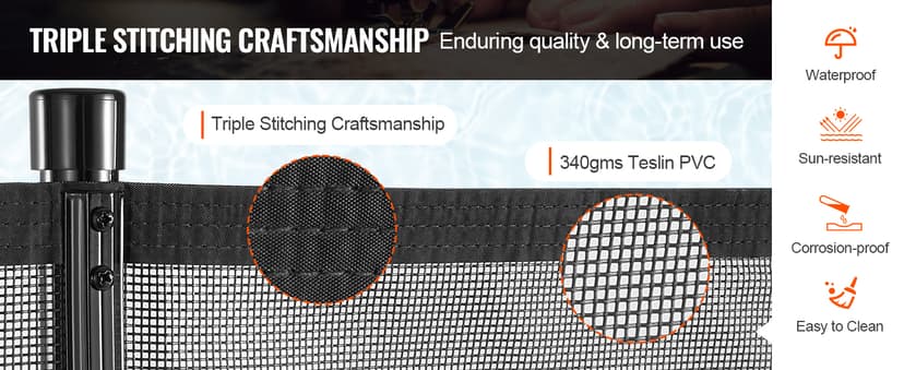 VEVOR Pool Fence, 4 x 108 FT Pool Fences for Inground Pools, Removable Safety Pool Fencing, Easy DIY Installation Swimming Pool Fence, 340gms Teslin PVC Pool Fence Mesh Protects Kids and Pets