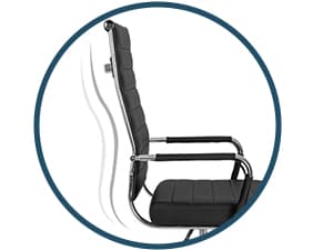 Okeysen Office Desk Chair, Ergonomic Leather Modern Conference Room Chairs, Executive Ribbed Height Adjustable Swivel Rolling Chair for Home Office. (Black)