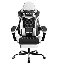 Gaming Chair with Footrest, High Back Gaming Chairs PVC Leather Ergonomic Gamer Chair with Adjustable Headrest Lumbar Support Racing Style Video Gaming Chair for Office/Home (Black Orange)