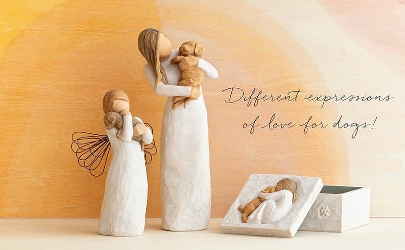 Willow Tree True, Truly a Friend, Box for Jewelry and Treasures with Bas-Relief Carving of Girl with Puppy Dog, Sculpted Hand-Painted Keepsake Box