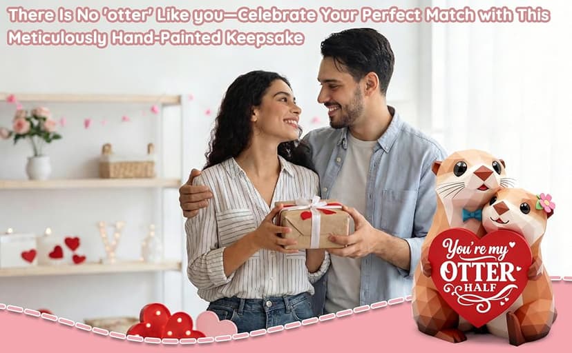 Anniversary Birthday Gifts for Women Men I Love You Wedding Romantic Gift for Wife Husband Couples,Hand-Painted Sculpture Gifts for Women Her Girlfriend Wife Husband BF Men Him Otter Figurines B0GDCT2WCC