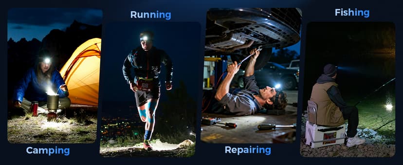 Curtsod Rechargeable LED Headlamp 2-Pack - 99000 Lumens Super Bright with Motion Sensor & 90° Rotation - Waterproof Headlight for Camping, Hiking, Running - 3 Light Modes