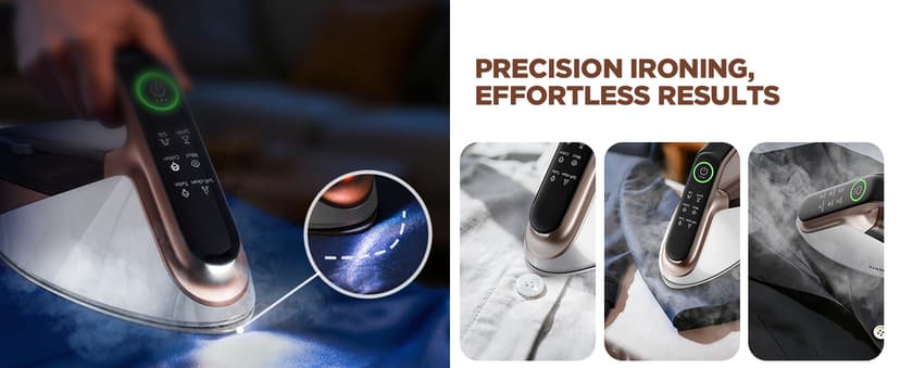 Newbealer Steam Generator Iron, 1500W Turbo Steamer for Clothes, 2 Bar Pressure Clothes Iron, 4 Steam & 4 Dry Heat Modes, Fast Heat-Up, 350ml Detachable Tank, Auto-Off, Self-Cleaning (Gold)