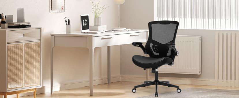 Office Chair Ergonomic Desk Chair 350lbs Comfy Mesh Computer Chair with Adjustable Lumbar Support Flip-up Armrests, Executive Rolling Swivel Comfy Task Chair for Home Office