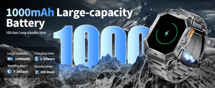 LIGE Military Smart Watches for Men(Answer/Make Calls),100-Day Battery Life,2.13" AMOLED Outdoor Sports Smartwatch with Compass,Heart Rate/Sleep Monitor Fitness Tracker for Android iOS,AI Voice