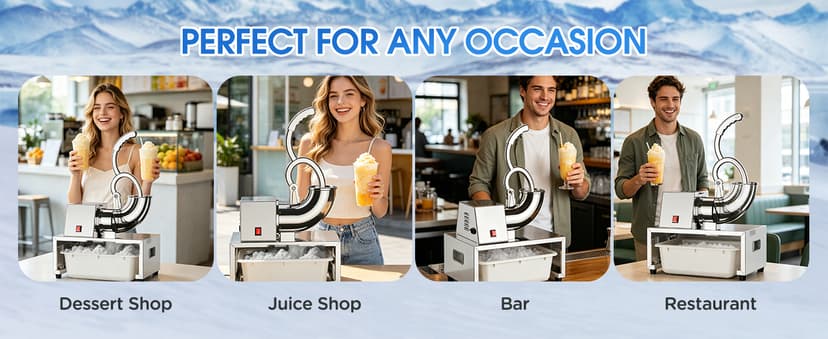 Commercial Snow Cone Machine, 440LB/H Professional shaved ice machine, 350W Electric Ice Crusher, Silver Stainless Steel, Fluffy Shave Ice Machines for Home, Parties, Dessert Shops & Bars