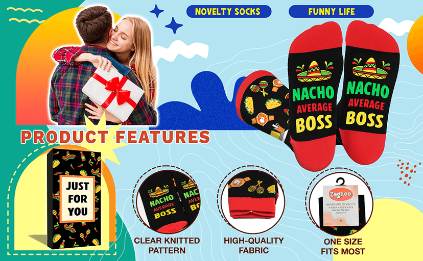 ZAGKOO Gifts for Teachers, Nurses, Bosses, Coaches - Funny Novelty Socks for Men, Women - Christmas, Thank You Gift Ideas