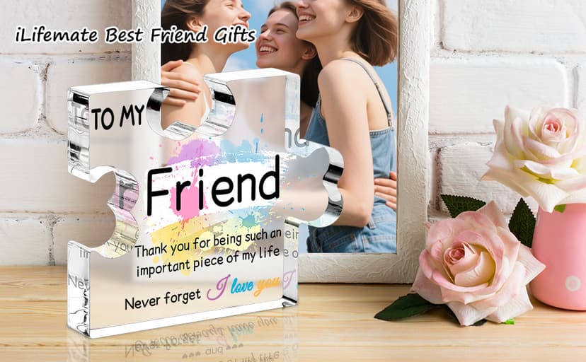 Friend Gifts for Women, Gifts for Friends - Acrylic Puzzle Piece Plaque Friend Gifts 4.7×3.8×0.6inch, Birthday Gifts for Women Friendship, Cool Gifts for Female Friend