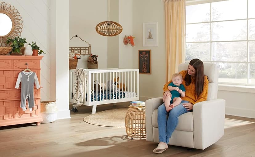 Nurture& The Manual Glider Premium Modern Recliner Nursery Glider Chair with Spill, Stain Proof Fabric | Designed with a Thoughtful Combination of Function and Comfort | Water Repellant (Gray)