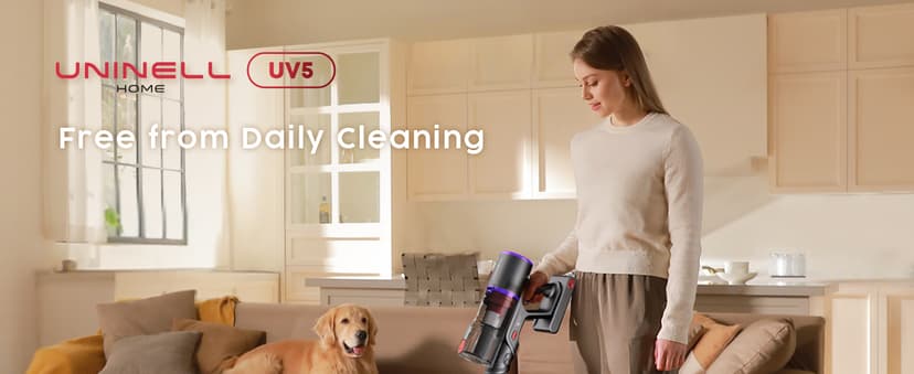 UNINELL HOME Cordless Vacuum Cleaner, 50000Pa 580W 70Mins Vacuum Cleaners for Home,Anti-Tangle Stick Vacuum Self-Standing, Handheld Vacuum Rechargeable for Pet Hair/Carpet/Floor,LED Display